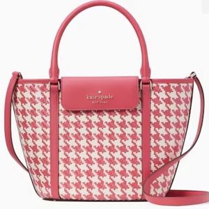 NWT Kate Spade Tote, Bikini Pink, Woven Houndstooth Bag.